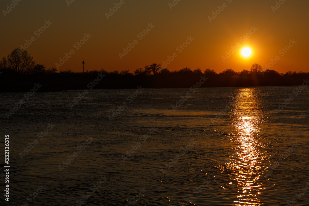River maas in late sunset