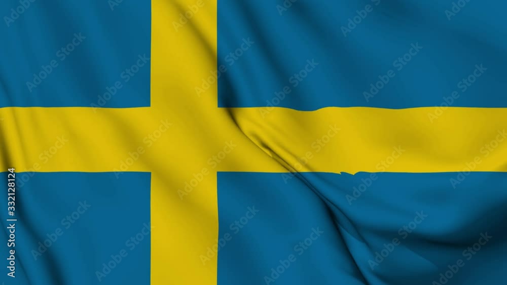 Sweden flag is waving 3D animation. Sweden flag waving in the wind. National flag of Sweden. flag seamless loop animation. high quality 4K resolution