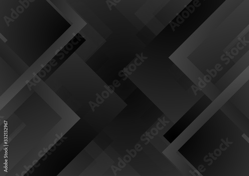 Black abstract tech geometric minimal background. Vector dark design