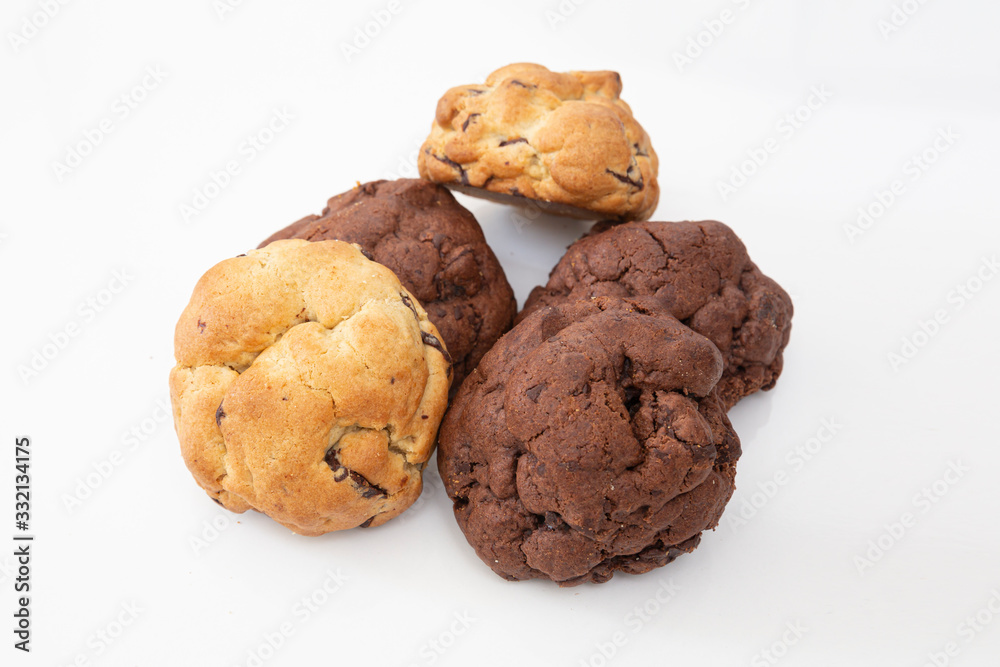 Chocolate cookies on wooden table