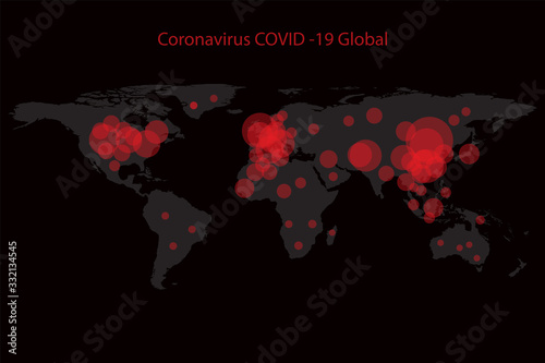 Coronavirus Covid-19 map confirmed cases report worldwide globally. Coronavirus disease 2019 situation update worldwide. Maps show where the coronavirus has spread. vector illustration.