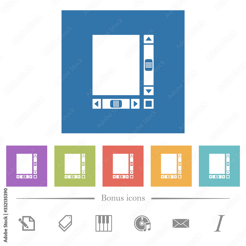 Blank document with scroll bars flat white icons in square backgrounds Blank document with scroll bars flat white icons in square backgrounds