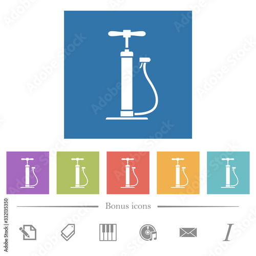 Air pump flat white icons in square backgrounds photo