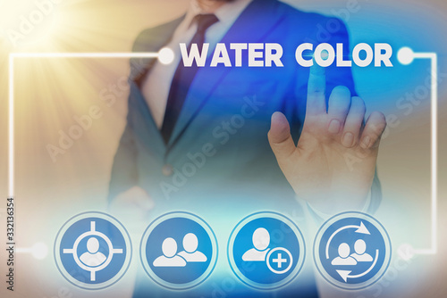 Word writing text Water Color. Business photo showcasing watersoluble binder such as gum arabic and thinned with water photo