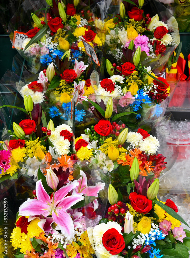Vibrant bouquets of colorful flowers 