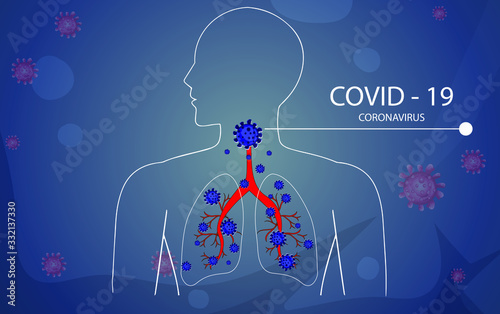 Coronavirus disease COVID-19 infection medical illustration.pathogen respiratory influenza covid virus cells. New official name for Coronavirus disease named COVID-19