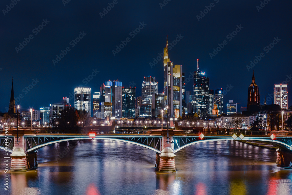 Frankfurt city skyline at night