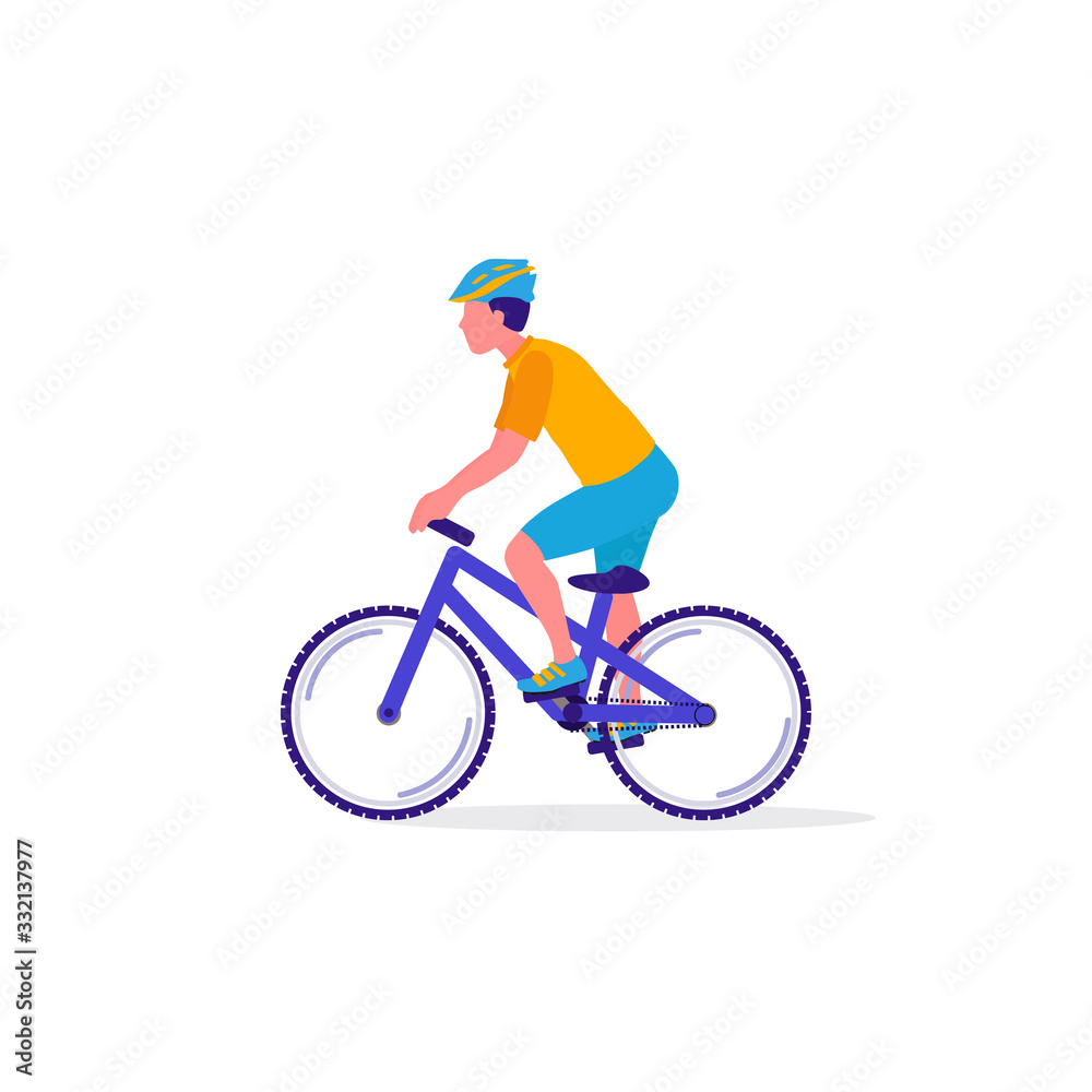 Fototapeta premium Cyclist on bicycle. Sport, Leisure Activity concept. Healthy lifestyle and fitness. Vector Illustration