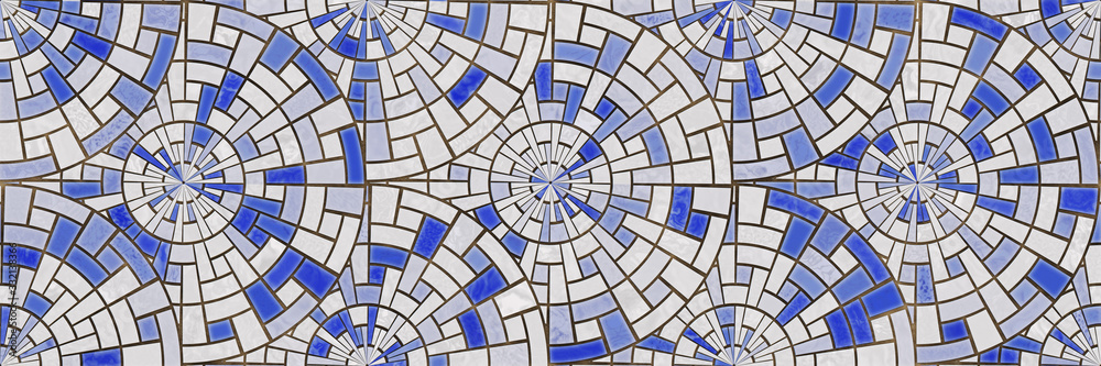 Naklejka premium Mosaic floor- 3d illustration. Abstract geometric- seamless tile wall