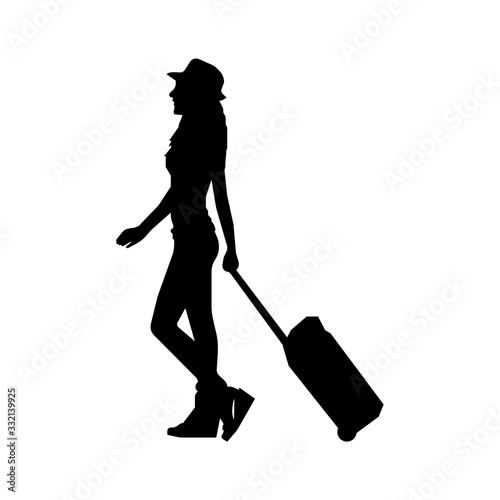 Walking female person sihouette illustration (side view)