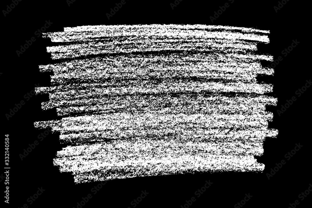 Scribble hand drawn in chalk on black background. Monochrome stain element. Digitally generated image. Vector illustration, Eps 10.