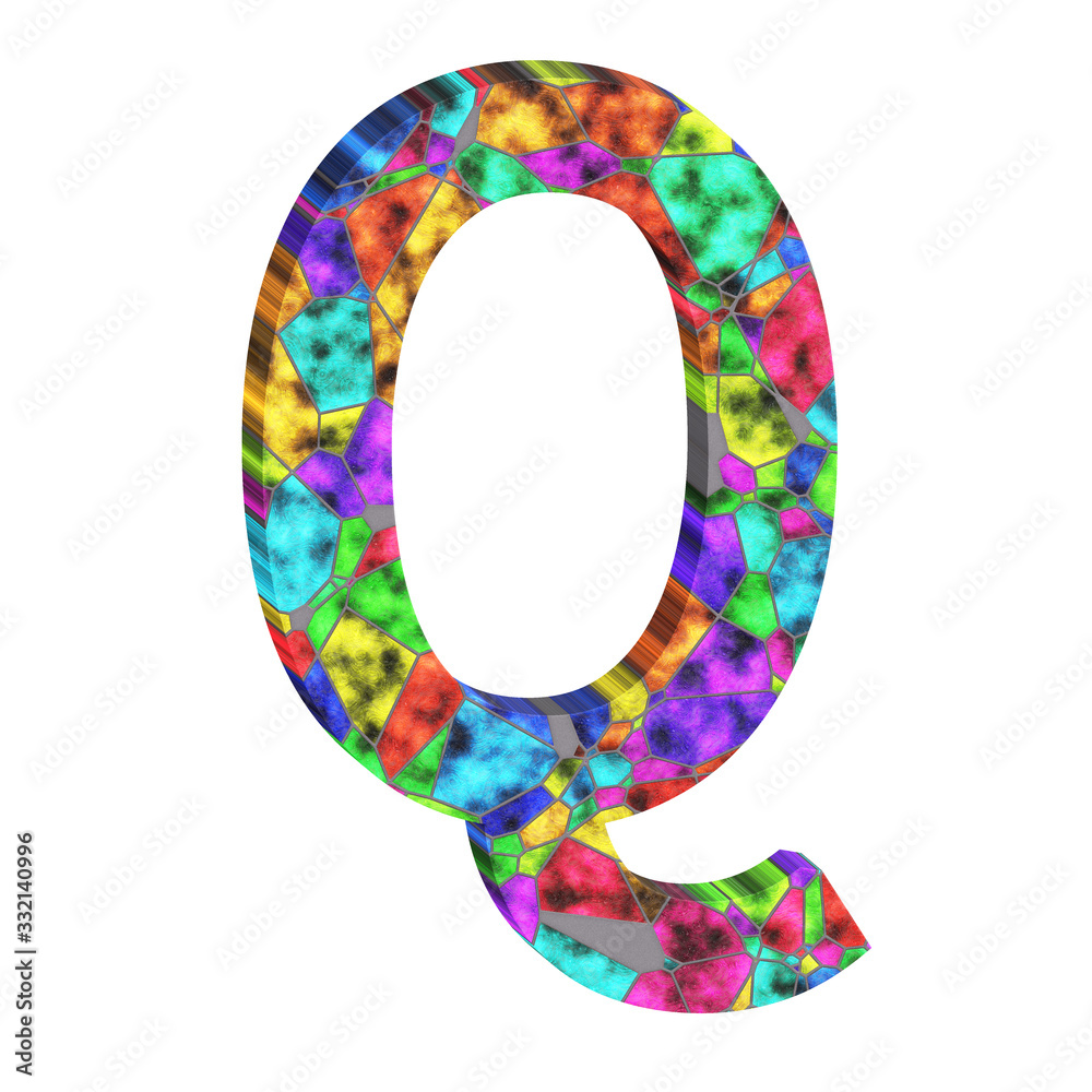 Alphabet- isolated typographic. Stain glass background