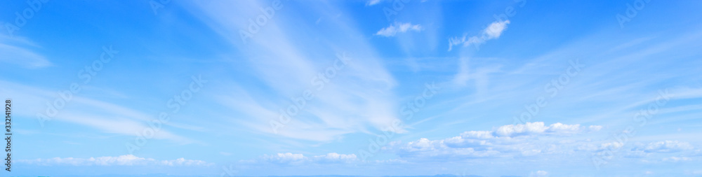 Blue sky with white clouds in Stintino in springtime - obrazy, fototapety, plakaty 