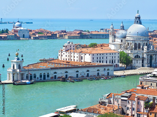 Aerial view of the Basilica della Salute in Venice in Italy