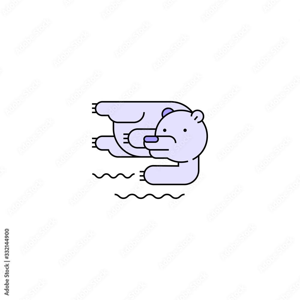Polar bear is swimming in the water. Polar bear is swimming in the water.