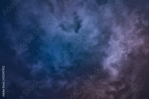 Dramatic stormy dark cloudy sky, natural photo background