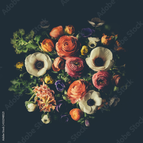 Vászonkép Vintage bouquet of beautiful different flowers