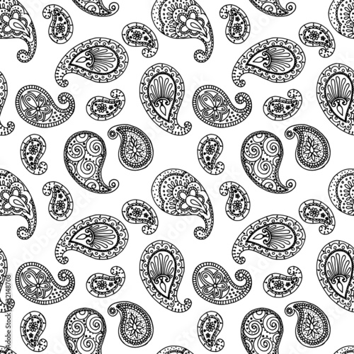 seamless pattern in monochrome colors  Indian wallpaper ornament  ethnic wrapping paper