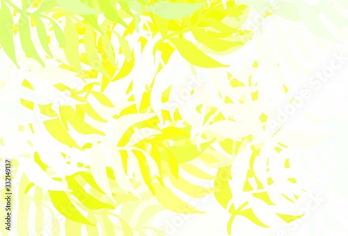 Light Green, Yellow vector elegant wallpaper with leaves.