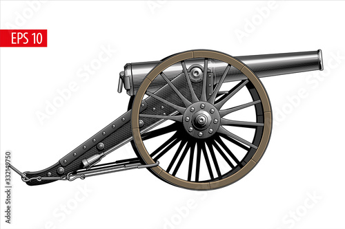Vászonkép Vintage cannon, isolated on white background