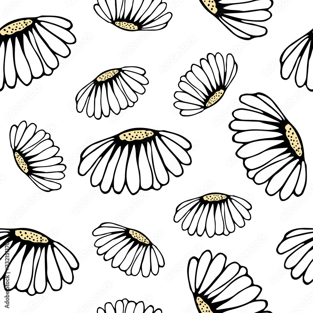 seamless pattern with lush daisies on a white background. air print for textiles, design, decor, covers, notebooks seamless pattern with lush daisies on a white background. air print for textiles, design, decor, covers, notebooks