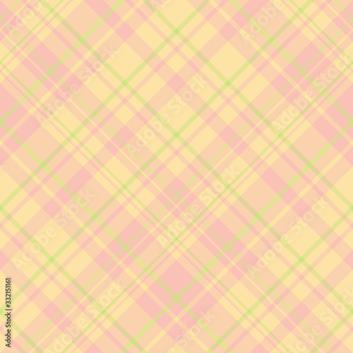 Seamless pattern in exquisite cozy yellow, pink and light green colors for plaid, fabric, textile, clothes, tablecloth and other things. Vector image. 2