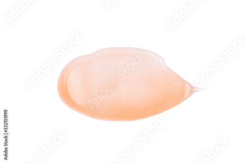 Orange Transparent Gel smear or dpop on isolated white background.