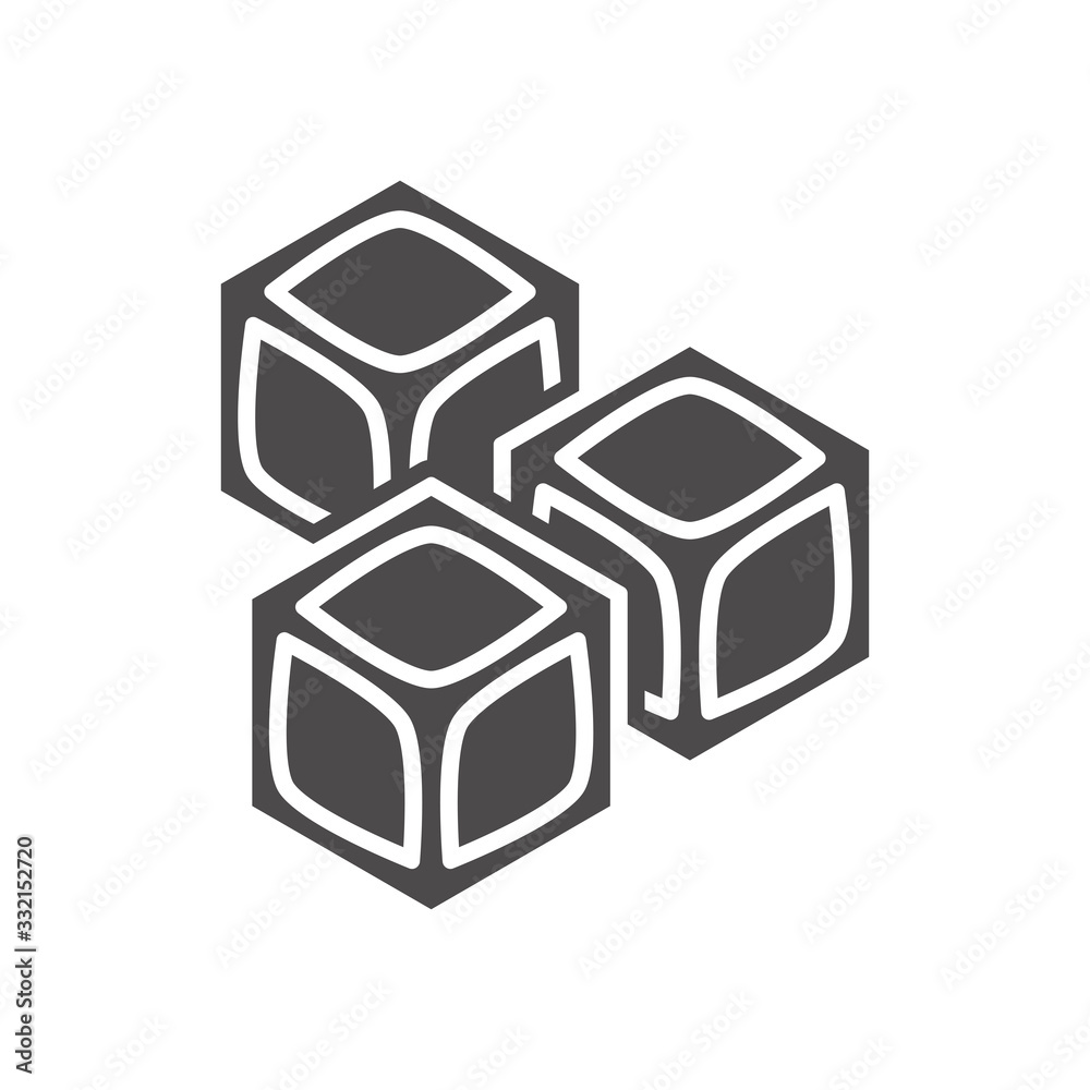 Ice cubes icon in flat style.Vector illustration. Ice cubes icon in flat style.Vector illustration.