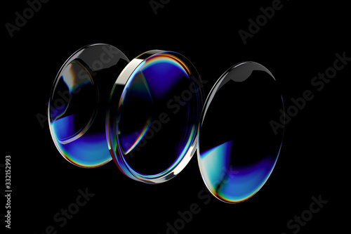 3Dレンダリングによる分光を起こしているレンズのイラスト photo
