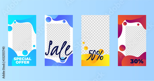 Set of Instagram stories sale banner background