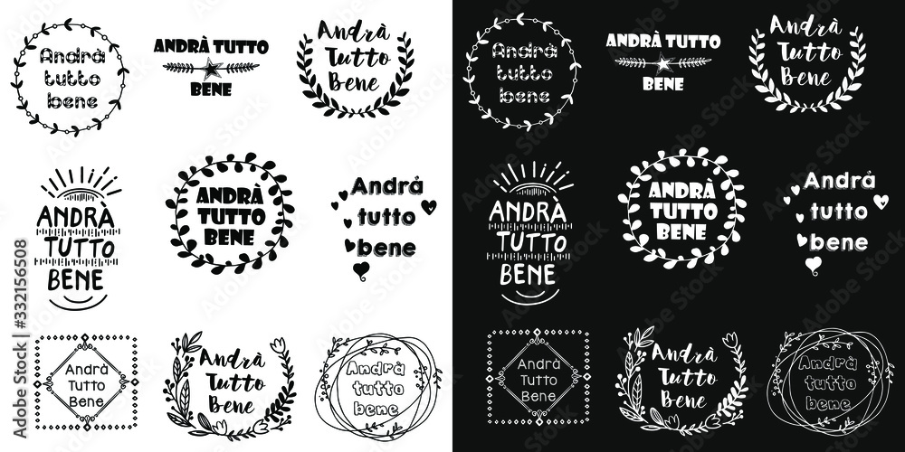 set of vector lettering for the motivational phrase in Italian set of vector lettering for the motivational phrase in Italian