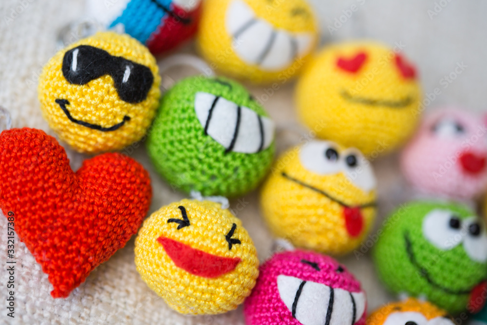 knitted emoticons , background