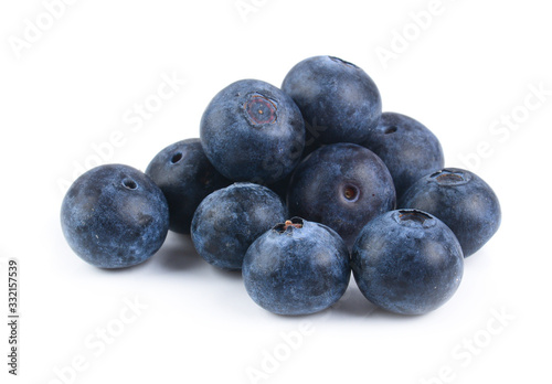 Blueberries closeup isolated on white background