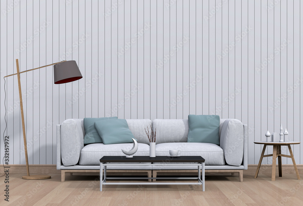 Plakat 3D rendering of interior modern living room