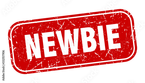 newbie stamp. newbie square grungy red sign.