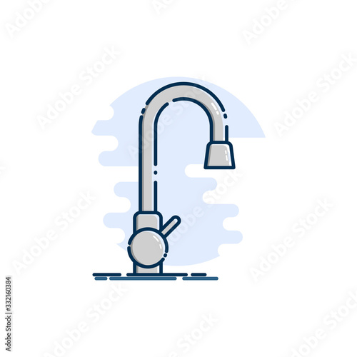Sink Tap Cartoon. Bathroom or Kitchen Equipment in MBE Style