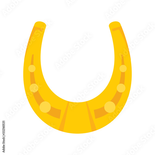 Shiny golden old retro horseshoe vector flat icon, lucky symbol isolated on white illustration