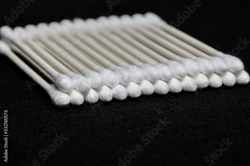 Q-tip swabs stacked in a group