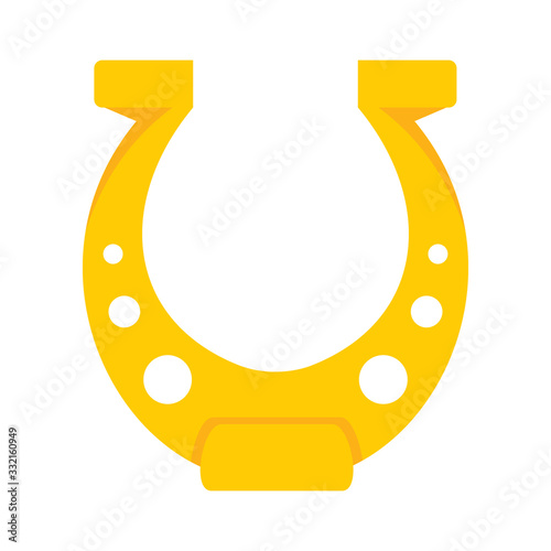 Shiny golden west horseshoe vector flat icon, lucky symbol isolated on white illustration