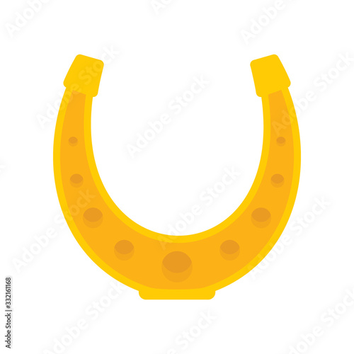 Shiny golden blacksmith horseshoe vector flat icon, lucky symbol isolated on white illustration