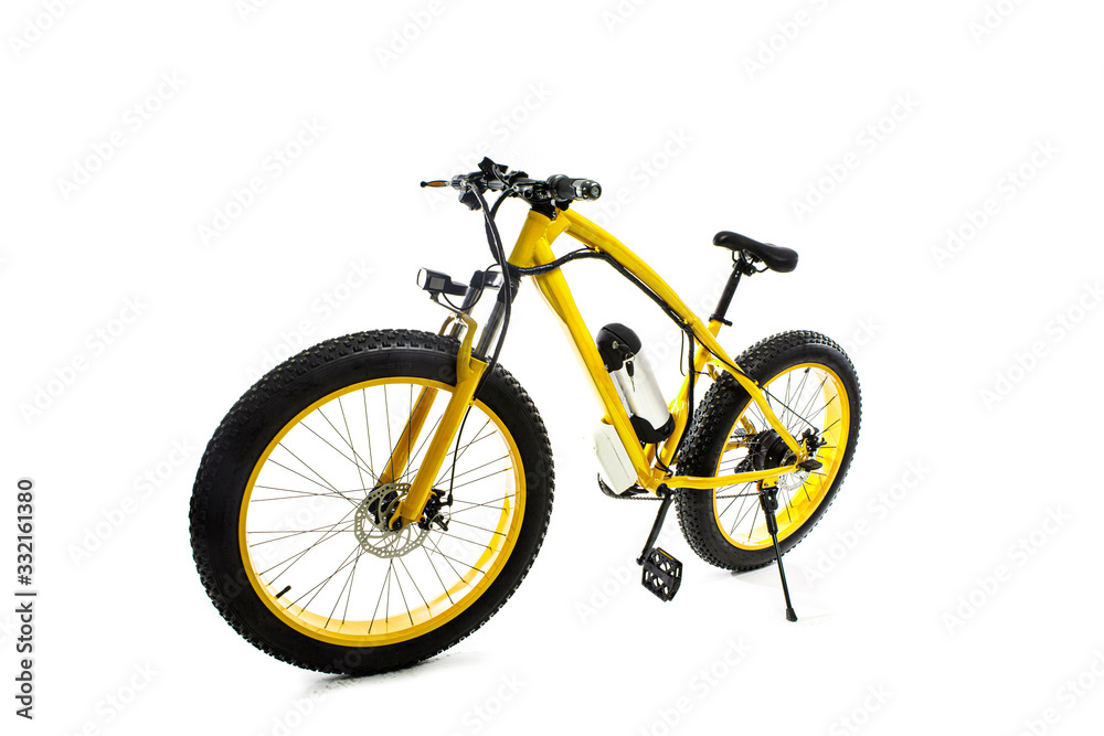 Black electric bike on white background.Sport bike Black electric bike on white background.Sport bike