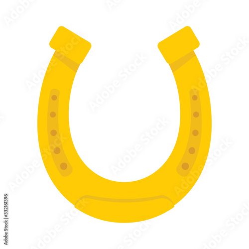 Shiny golden steel horseshoe vector flat icon, lucky symbol isolated on white illustration