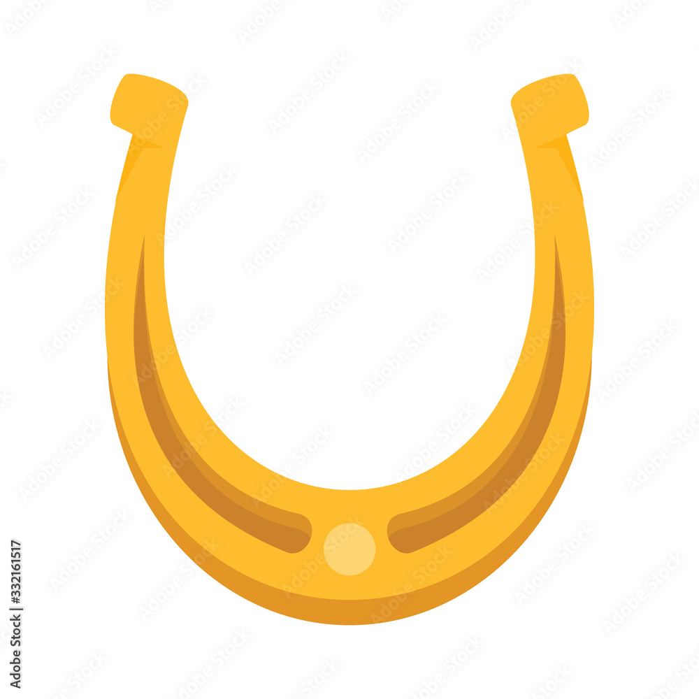 Shiny golden lucky horseshoe vector flat icon, lucky symbol isolated on white illustration