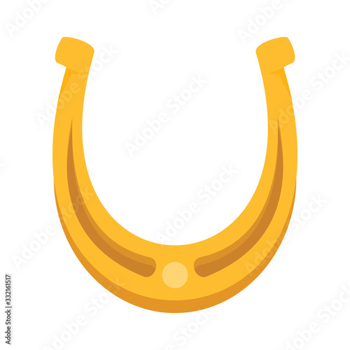 Shiny golden lucky horseshoe vector flat icon, lucky symbol isolated on white illustration