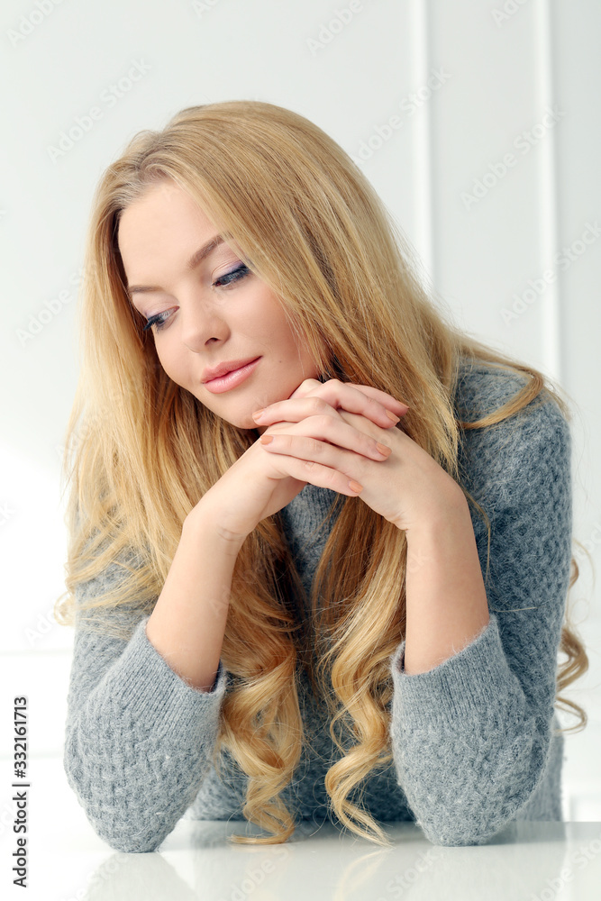 Attractive blonde at home Attractive blonde at home