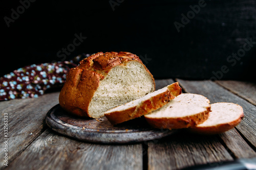 Wheat flour bread on the table