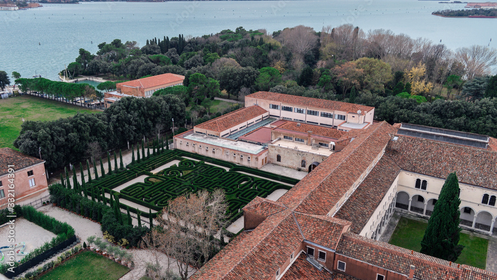 View from the bell tower on the island of San Giorgio Maggiore in Venice. View from the bell tower on the island of San Giorgio Maggiore in Venice.