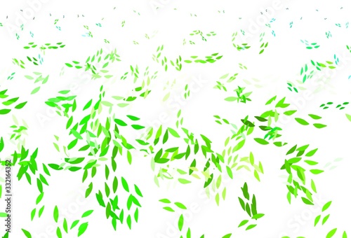 Light Green vector doodle template with leaves.
