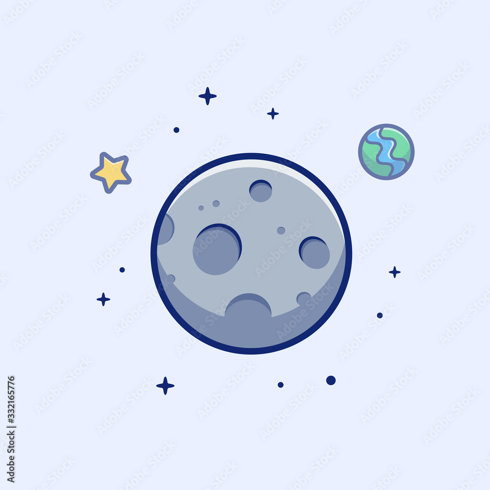 Premium Vector  Moon icon night sky cartoon flat style isolated vector  illustration design for stickers logo web and mobile app