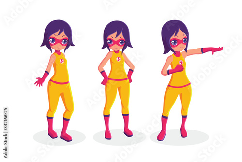 Girl superhero set collection in different poses